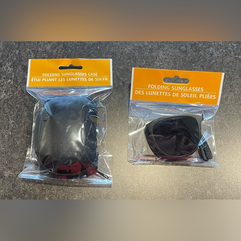 New Foldable Black Sunglasses & Black Case Packable